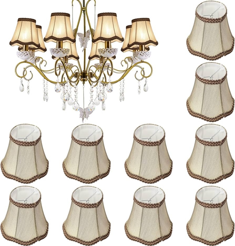 Chandelier Lampshades Set of Ten Golden Scalloped Trim