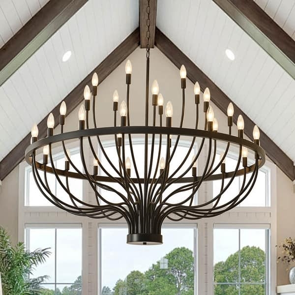 Chandelier Matte Black Multi Tiered Arms Candelabra Farmhouse