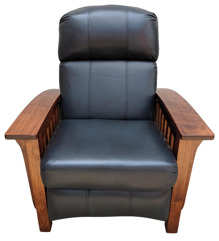 Charcoal Black Mission Recliner Wide Curved Armrests Satin