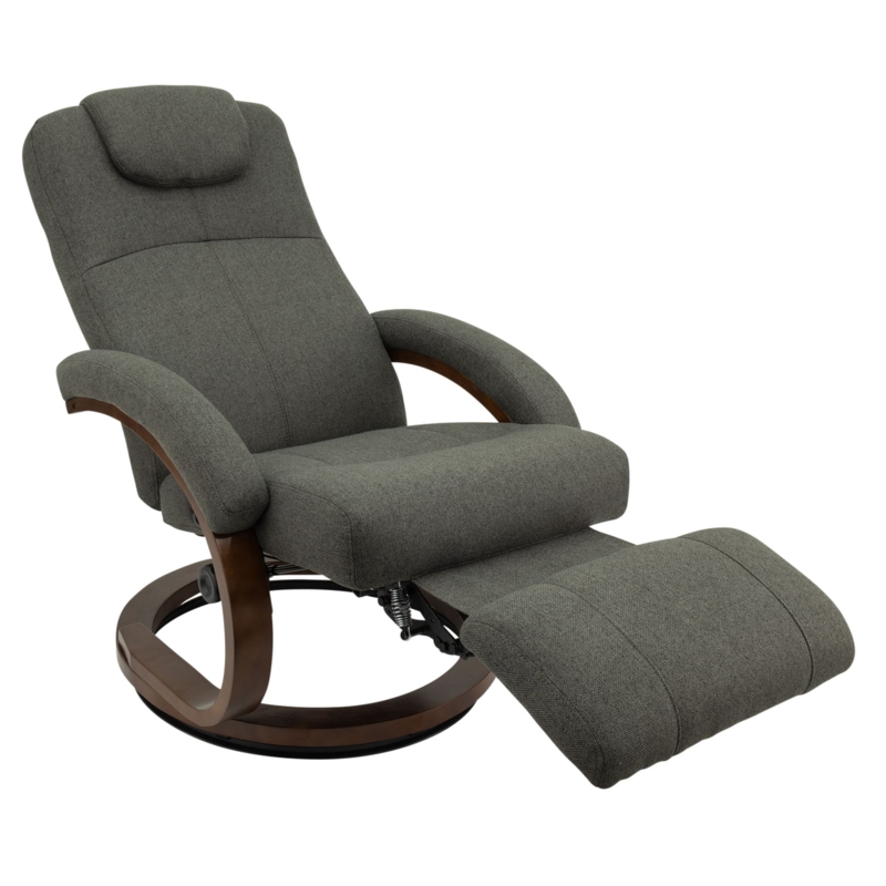 Charcoal Euro Style Recliner Fabric Walnut Trim Base