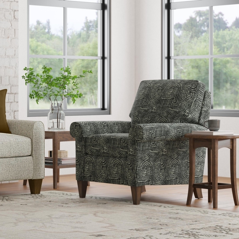 Charcoal Gray Accent Recliner featuring Wavy Geometric Pattern