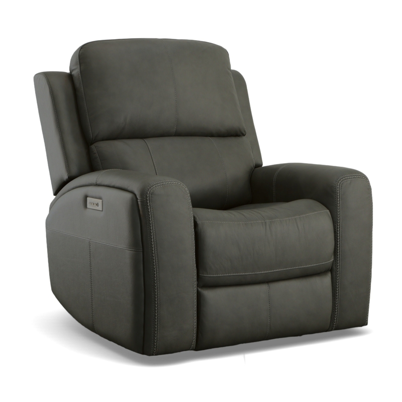 Charcoal Gray Power Recliner with Power Headrest and Lumbar Support