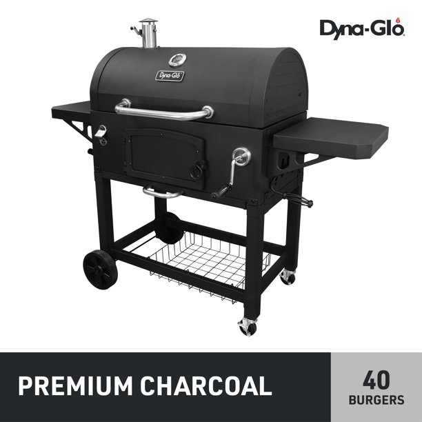 Charcoal Grill 40 Burger Capacity with Charcoal Tray Crank