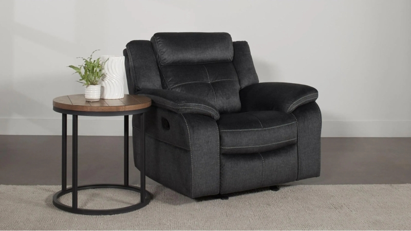 Charcoal Microfiber Glider Recliner with Manual Lever