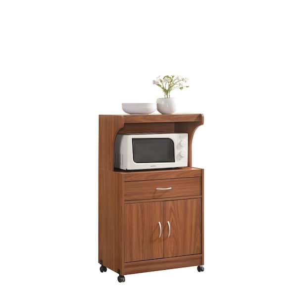 Cherry Microwave Stand with Open Top Display Shelf