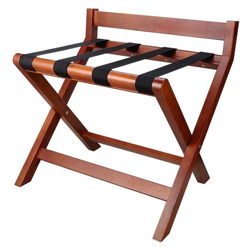 Cherry Wood Folding Suitcase Stand with Integrated Back Rail
