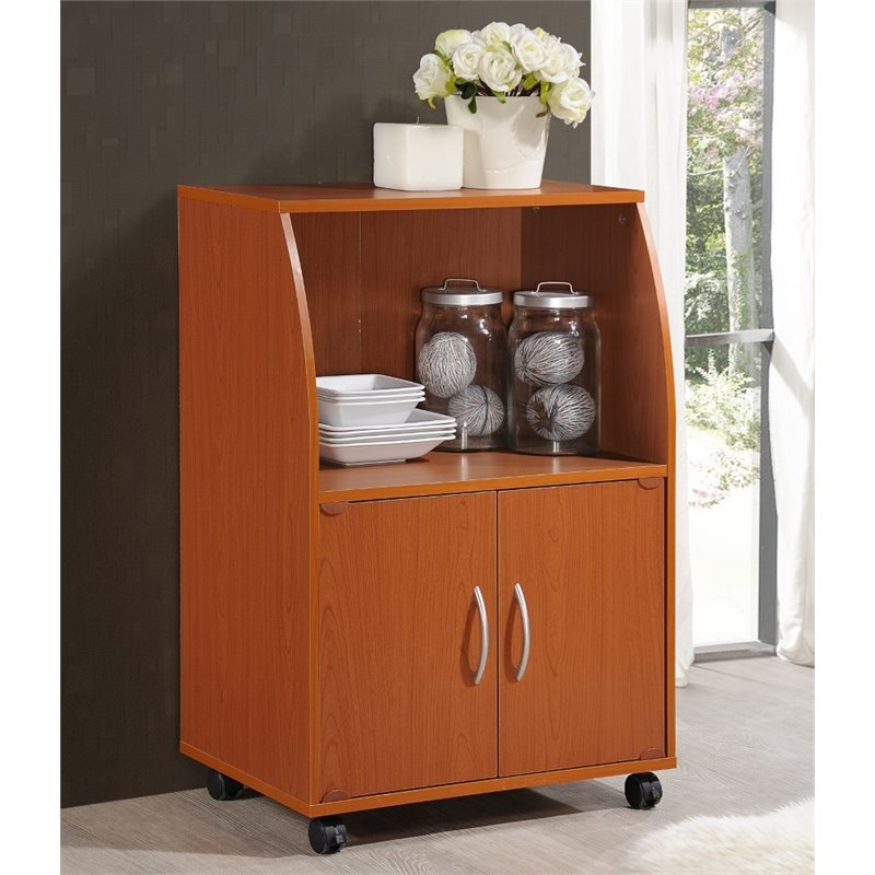 Cherry Wood Kitchen Cart with Curved Side Profiles