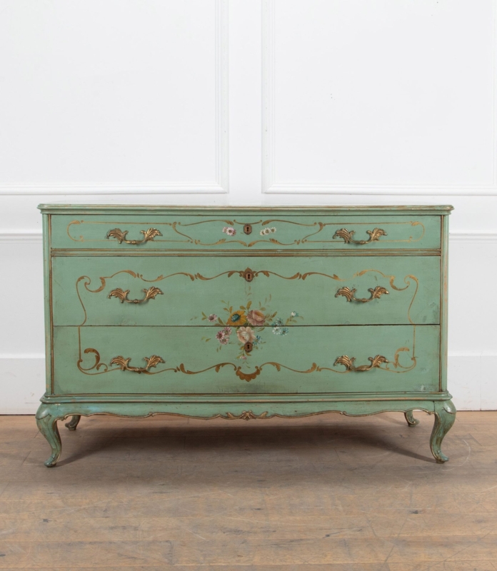 Chest Of Drawers French Provincial Sage Green with Gilded Filigree