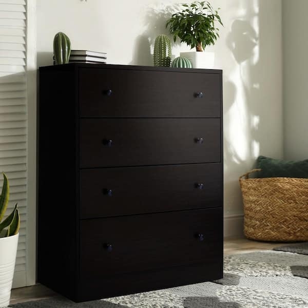 Chest of Drawers Vertical Storage Compact Dark Wood Round Knobs
