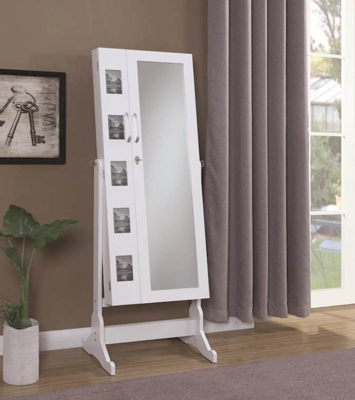 Cheval Jewelry Mirror with Integrated Photo Frame Insets