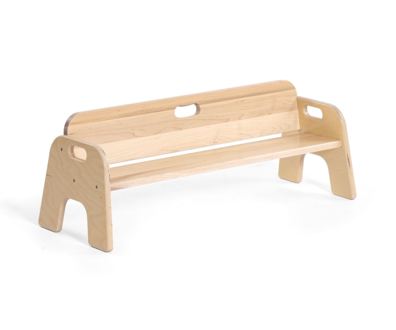 Child Size Bench with Oval Cutouts, Birch Plywood, Low Profile Design