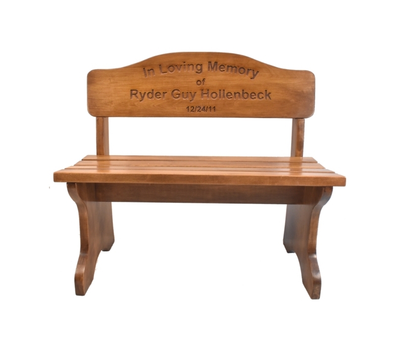 Children Bench Warm Brown Engraved Arched Top Slatted