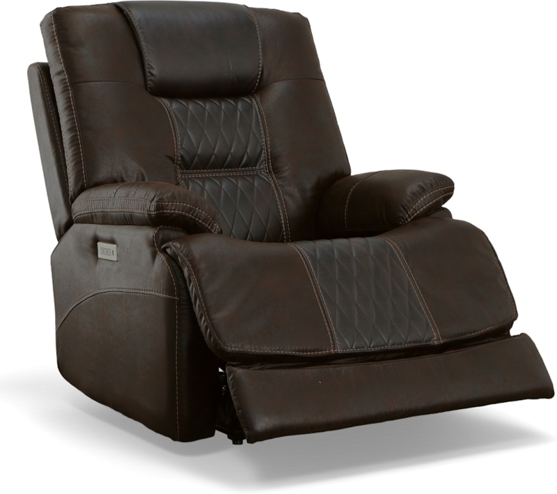 Chocolate Diamond Quilted Power Recliner with Integrated Controls