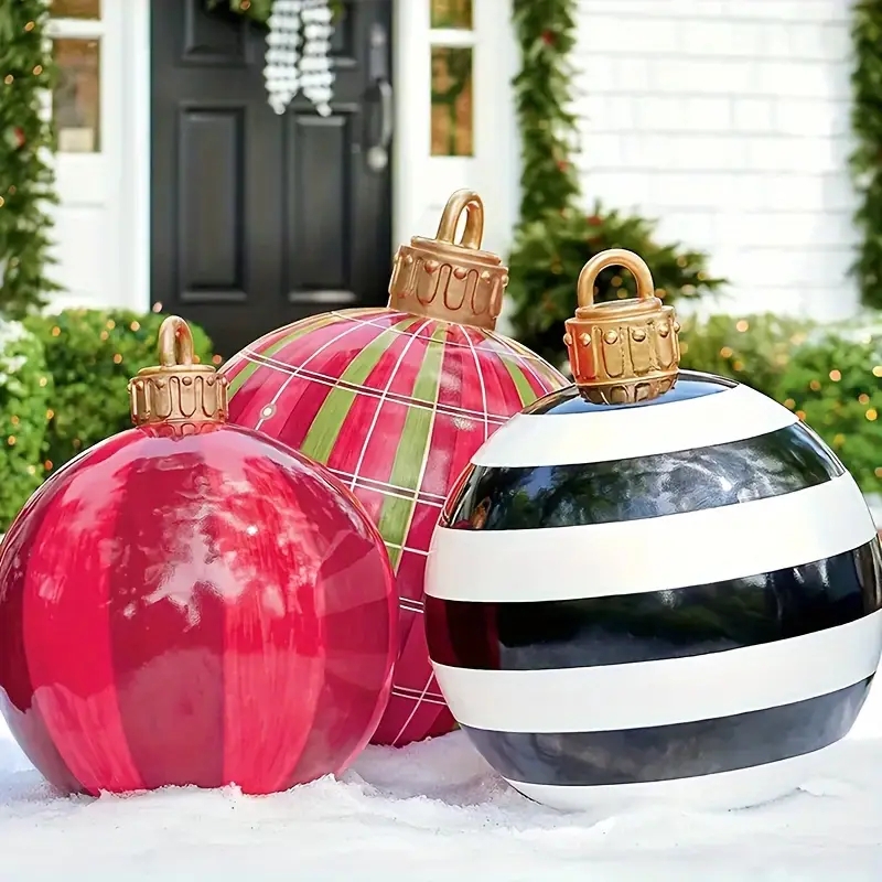 Christmas Ornament Monochrome Black White And Plaid Design High Gloss