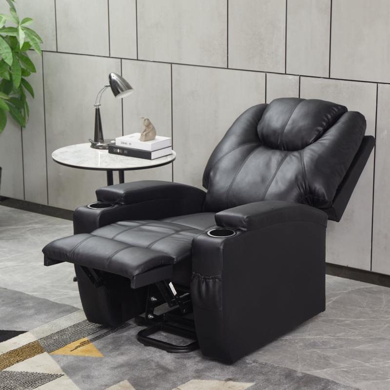 Cinema Style Manual Recliner Chair with Side Storage Pocket