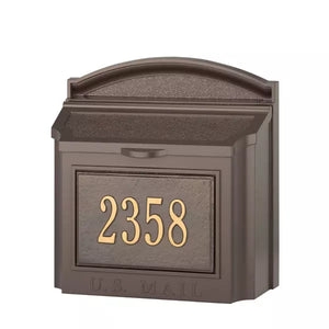 Classic Wall Mount Mailbox Arched Pediment Bronze Embossed US Mail