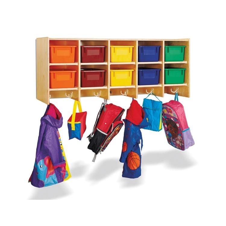 Classroom Cubby with Wall Mounted Design and Primary Color Bins
