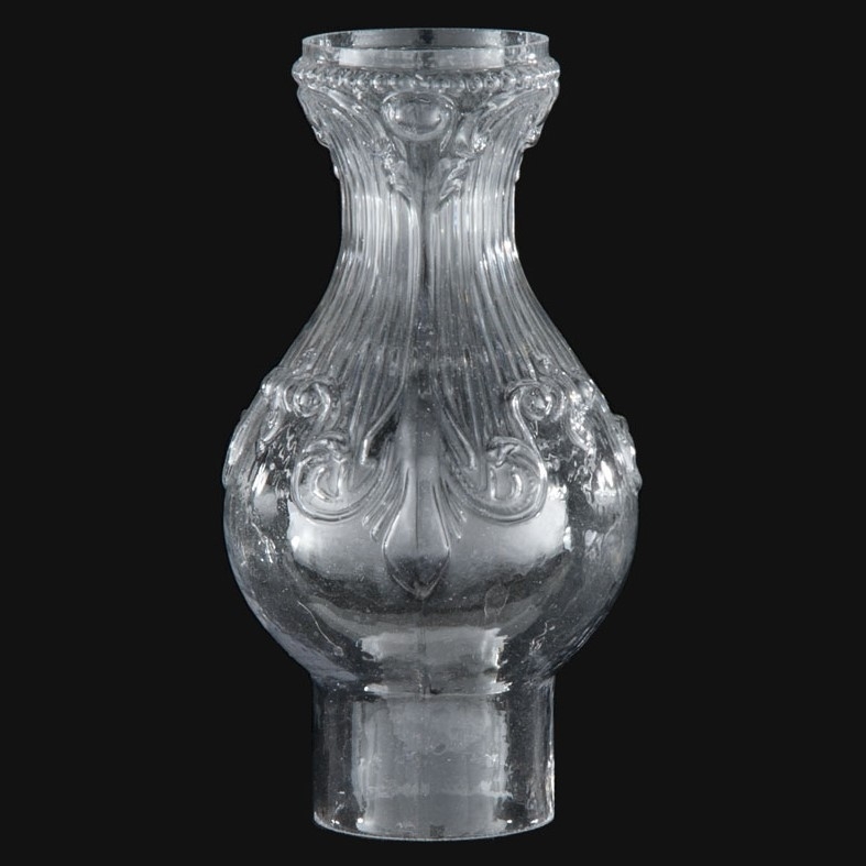 Clear Crystal Lamp Chimney Princess Feather Pattern Vertical Ribbing