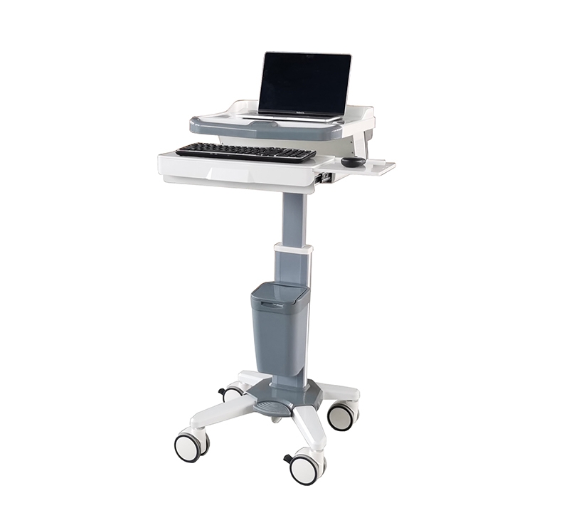 Clinical Medical Laptop Cart Utility Bin Keyboard Tray Adjustable