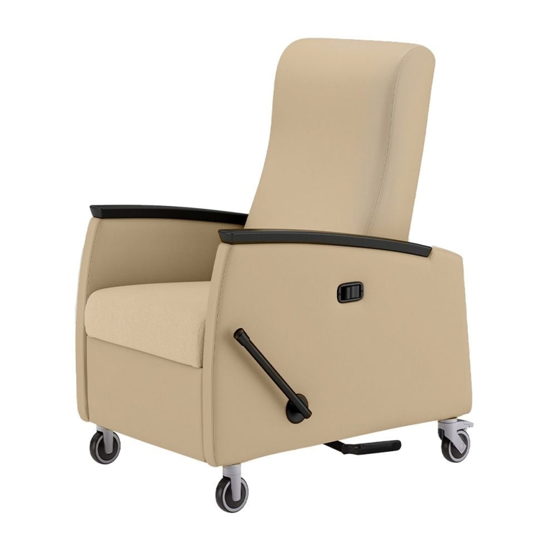 Clinical Sleeper Recliner, Trendelenburg Mechanism, Sand Beige, Casters.