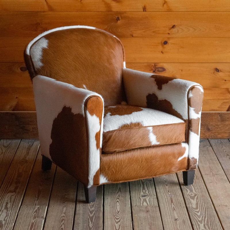 Club Chair Hair On Hide Organic Pattern Rounded Back Western Lodge
