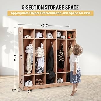 Coat Locker featuring 12 Inch Depth and Wall Hugging Profile, Birchwood