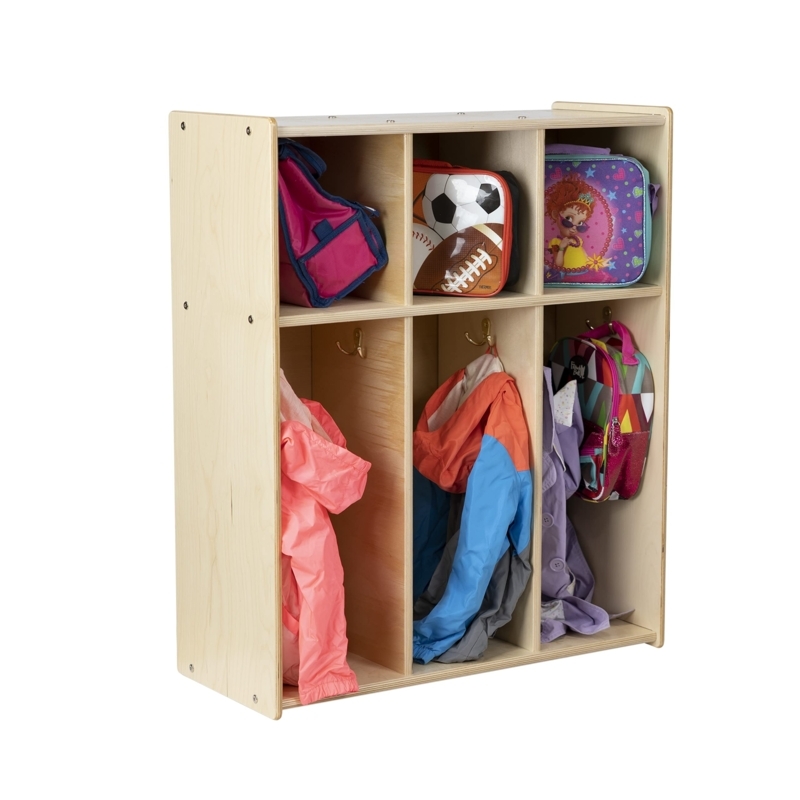 Coat Locker with Exposed Fasteners, Floor Standing 3-Section Design