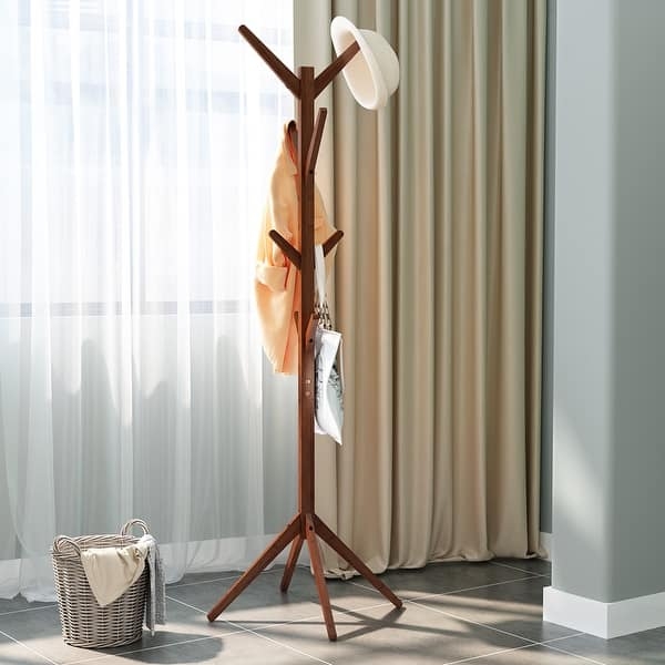 Coat Rack Bamboo Tree Branch Tripod Base Minimalist Stand