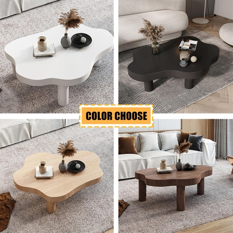 Coffee Table Cloud Shape Chunky Legs Minimalist Style