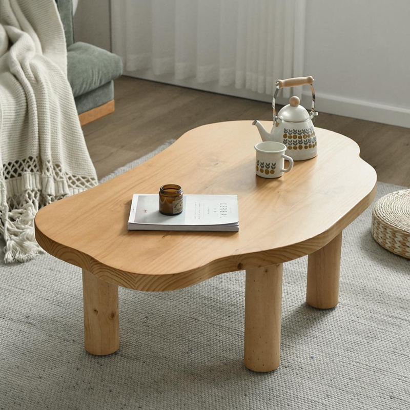 Coffee Table Cloud Shaped Natural Pine Farmhouse Style