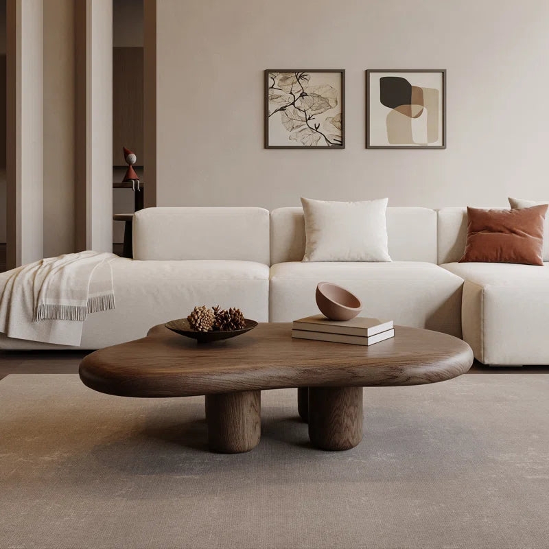 Coffee Table Japandi Living Room Furniture Walnut Cloud Shape