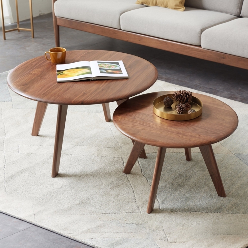 Coffee Table Set with Tapered Legs, Solid Walnut Nesting