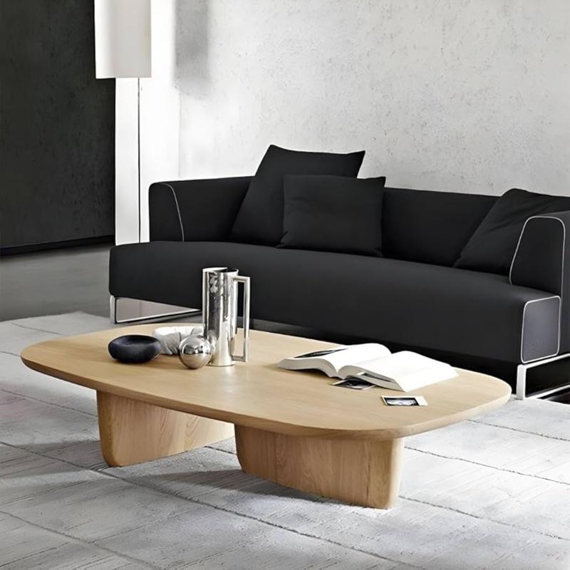 Coffee Table with Pill Shaped Top & Thick Plinth Legs