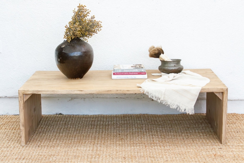 Coffee Table with Waterfall Edge, Reclaimed Timber Slab