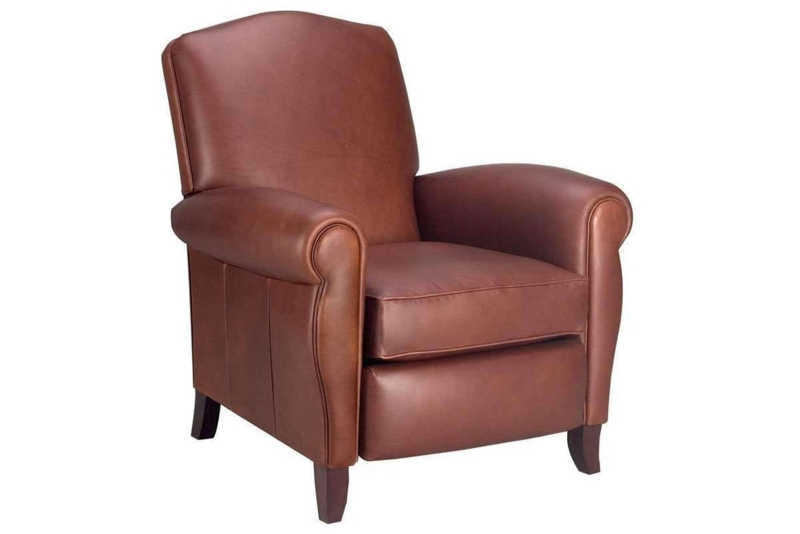Cognac Brown Club Chair with Hidden Footrest and Rolled Arms