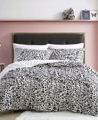 Comforter Set Black and White Leopard Print Blush Pink Decor Style
