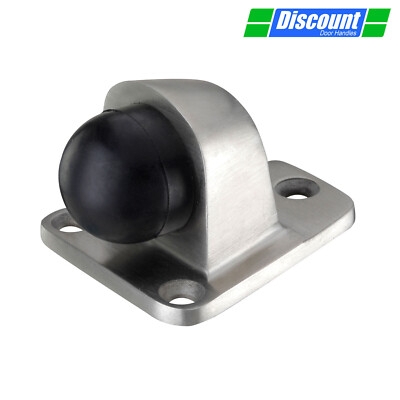 Commercial Floor Door Stop Brushed Silver Heavy Duty Rubber Tip