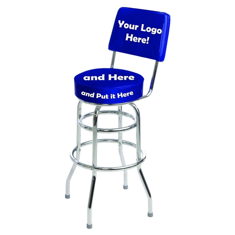 Commercial Grade Bar Seating, Royal Blue Vinyl, Chrome Frame