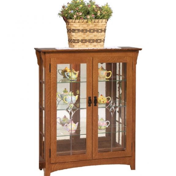 Compact Mission Curio featuring Diamond Leaded Glass Accents