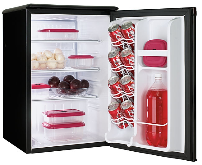 Compact Refrigerator with Integrated Door Shelving, Matte Black