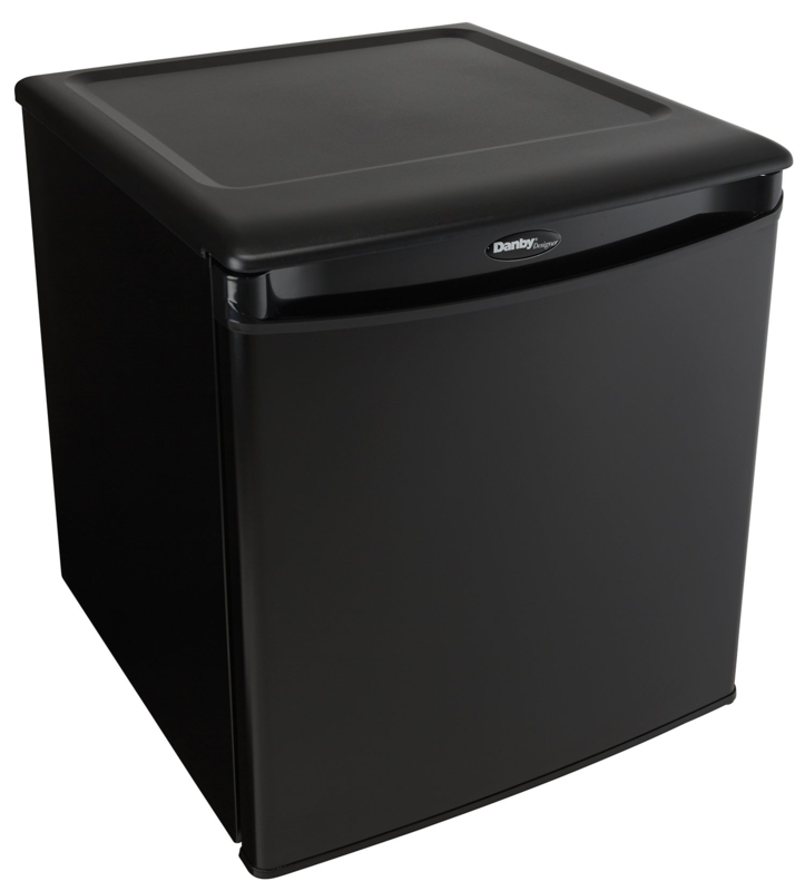 Compact Refrigerator with Textured Worktop Surface, Matte Black