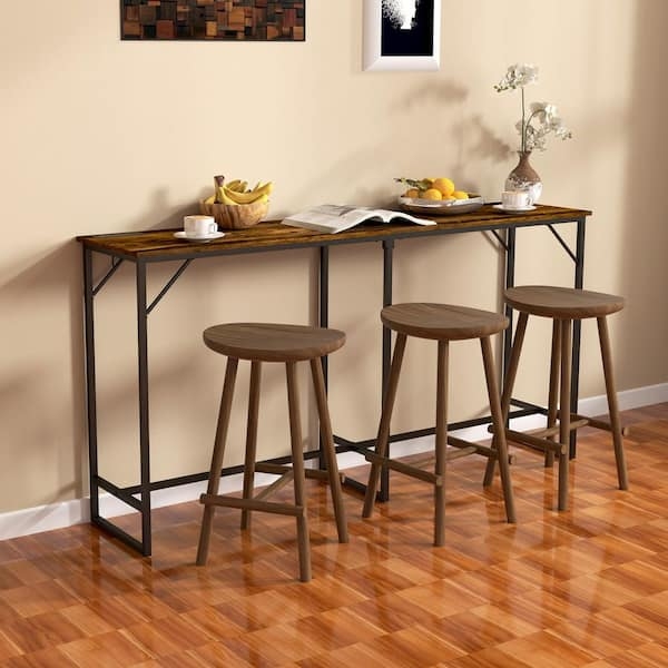 Console Table, 70 Inch Long with Slim Metal Trestle Frame