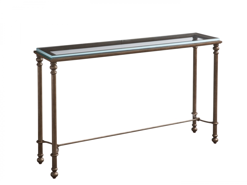 Console Table Antique Bronze Decorative Turnings Inset Glass
