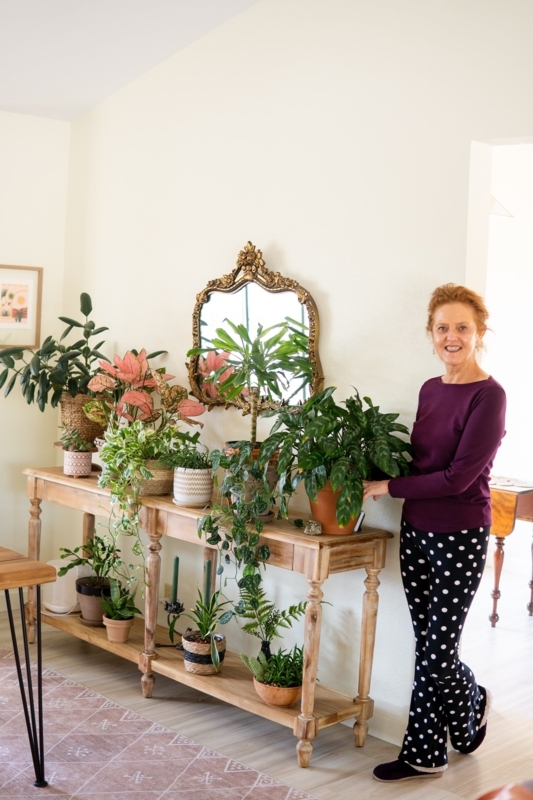 Console Table: Bohemian Light Wood with Turned Legs & Two Tiers