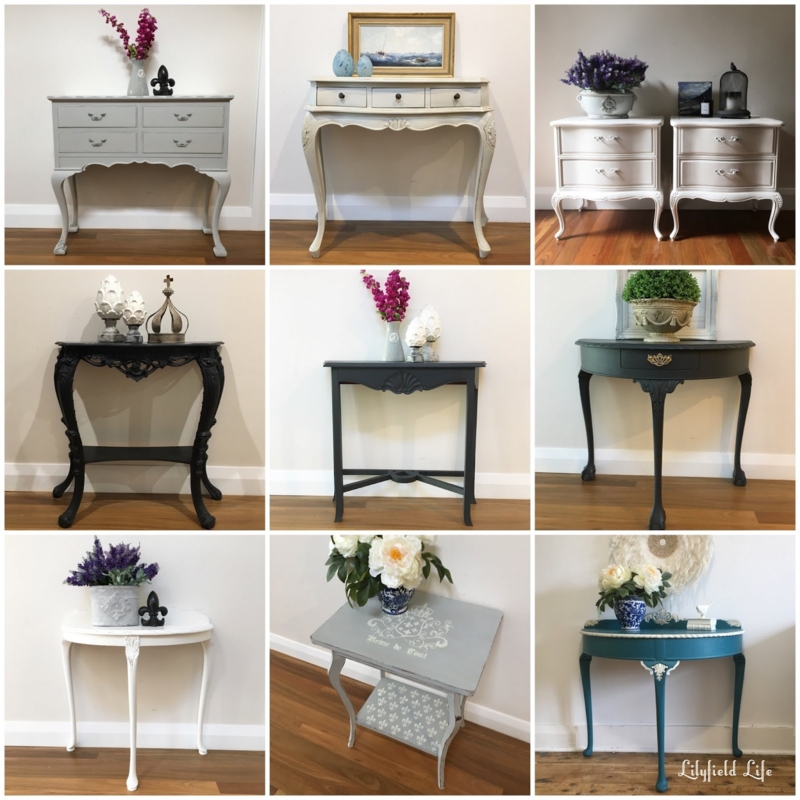 Console Table Cabriole Legs French Provincial Vintage Silhouette Painted