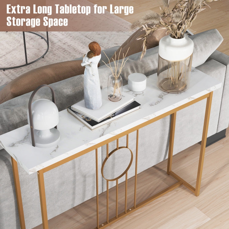 Console Table Circular Accent Geometric Base Polished Finish Slim