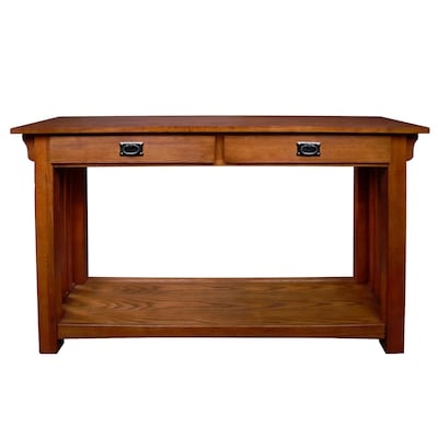 Console Table Craftsman Hall Table Medium Oak Two Drawers Lower Shelf