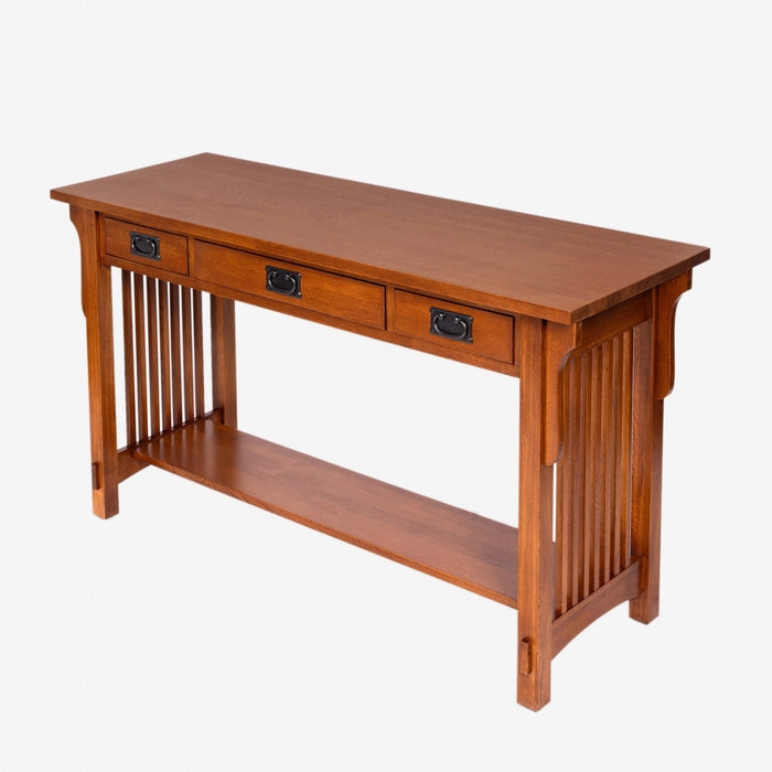 Console Table Craftsman Medium Brown Exposed Tenons Corbel Brackets