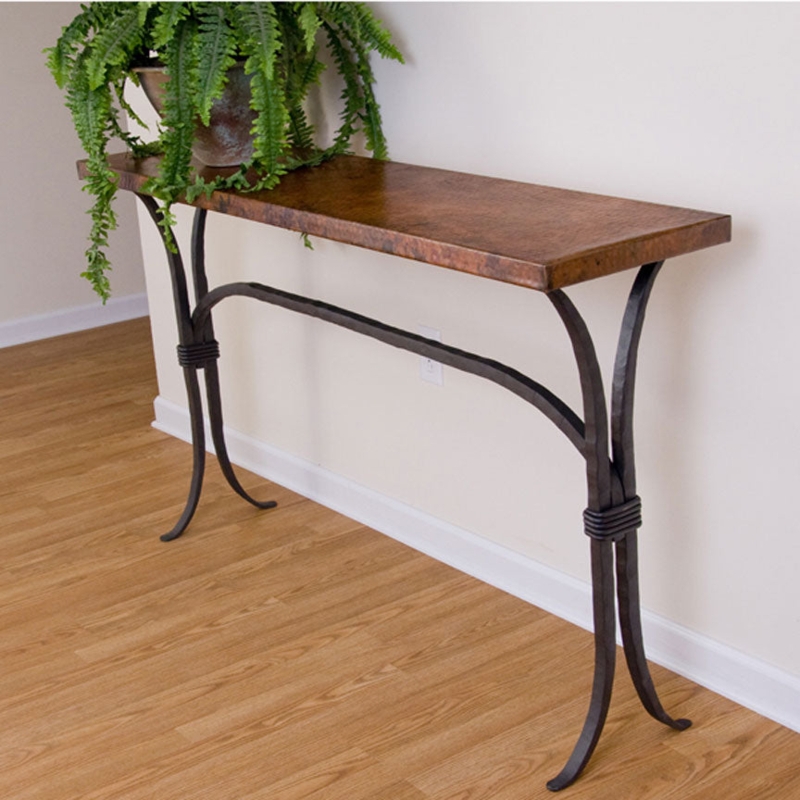 Console Table featuring Wire Wrap Detail and Hammered Copper Top