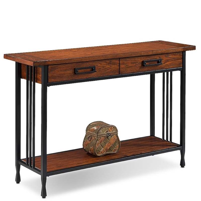 Console Table Industrial Craftsman Matte Black Metal Flared Feet